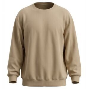 Neutral Tan Crewneck Sweatshirt Medium Unisex Pullover Long Sleeve Cozy Casual